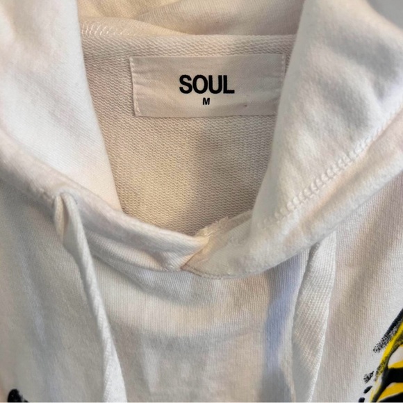 Soul White Graphic Hoodie for Men French Terry CottonSize M
